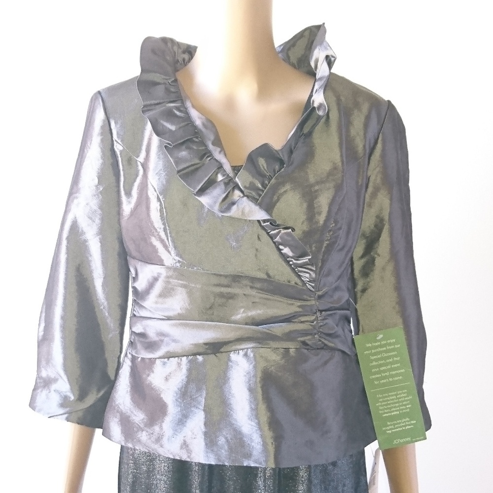NWT JR Nites Metallic Gunmetal Gray Top Size 6